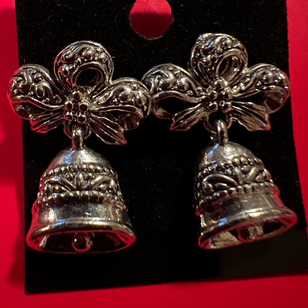 Silver Metal Bell Earrings